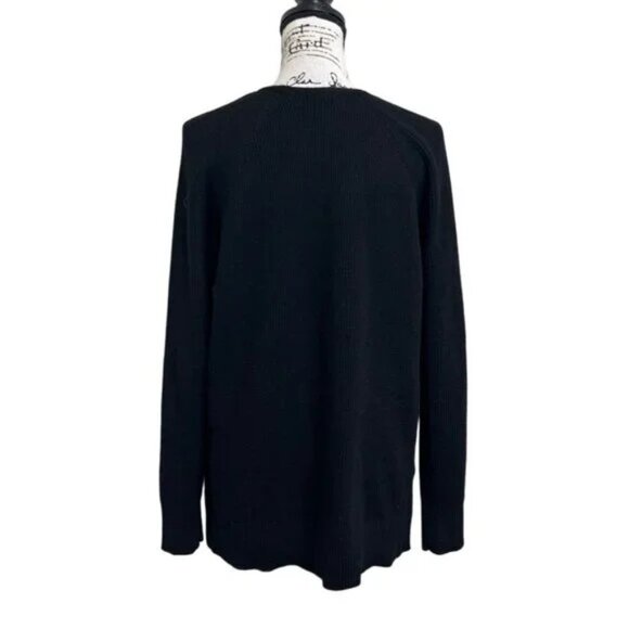 Athleta Hanover black long sleeve v neck sweater merino wool Large cozy soft - Picture 3 of 3